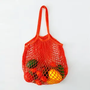Kuber Industries Pack of 6 Grocery Bags | Reusable Storage Bags | Cotton Net Mesh Bags | Ideal for Vegetables & Fruits | Market Bag | Portable Shopping Bag | Handbags for Storage | CMG005-ORG |Orange