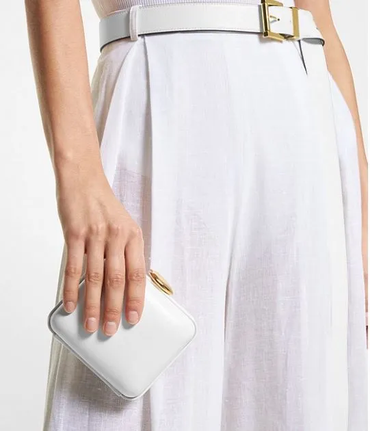 Michael Kors Tina Mini Leather clutch, white
