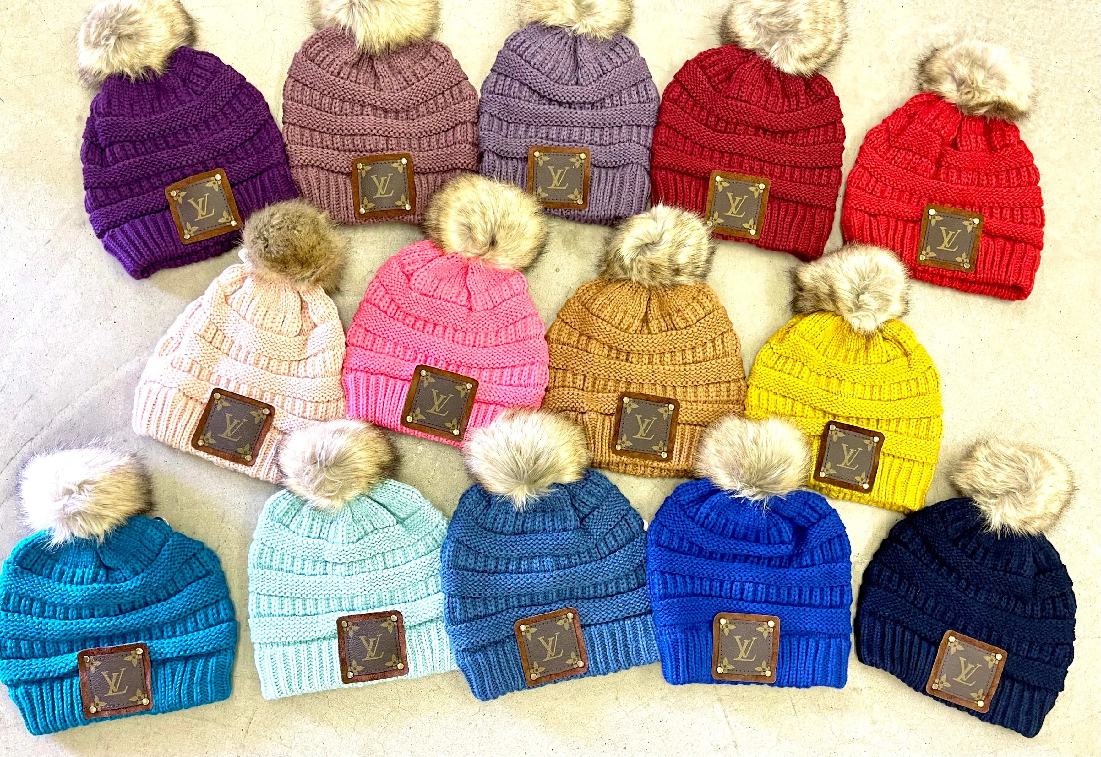 Mint Beanie with brown patch antique hardware