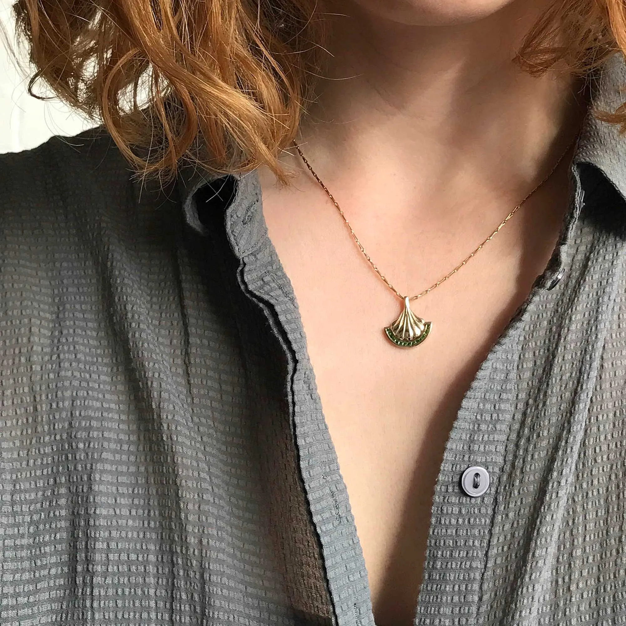 Pillar Green Diamond Necklace