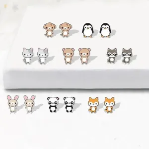 Sweet Cute Cuddly Critters Charm Mini Stud Earrings Kawaii Academia Y2K Cottagecore Coquette Fairycore Dollette Princesscore
