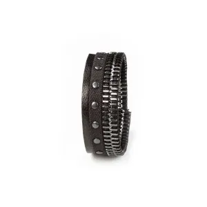 The Black Zipper Leather Cuff