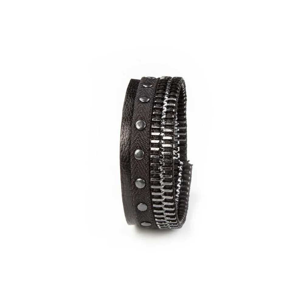 The Black Zipper Leather Cuff