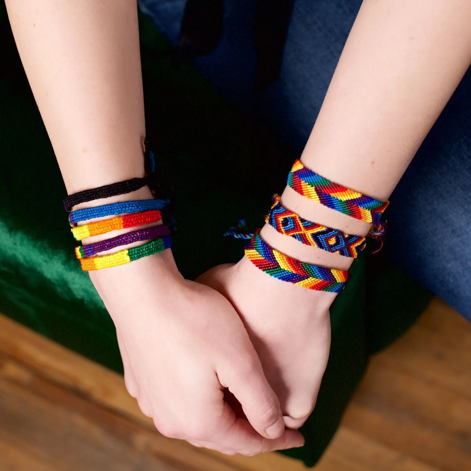 Wide Silk Rainbow Friendship Bracelet