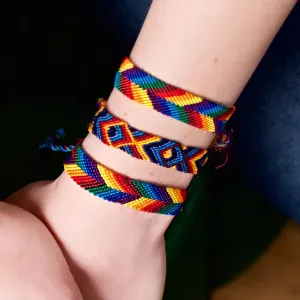 Wide Silk Rainbow Friendship Bracelet