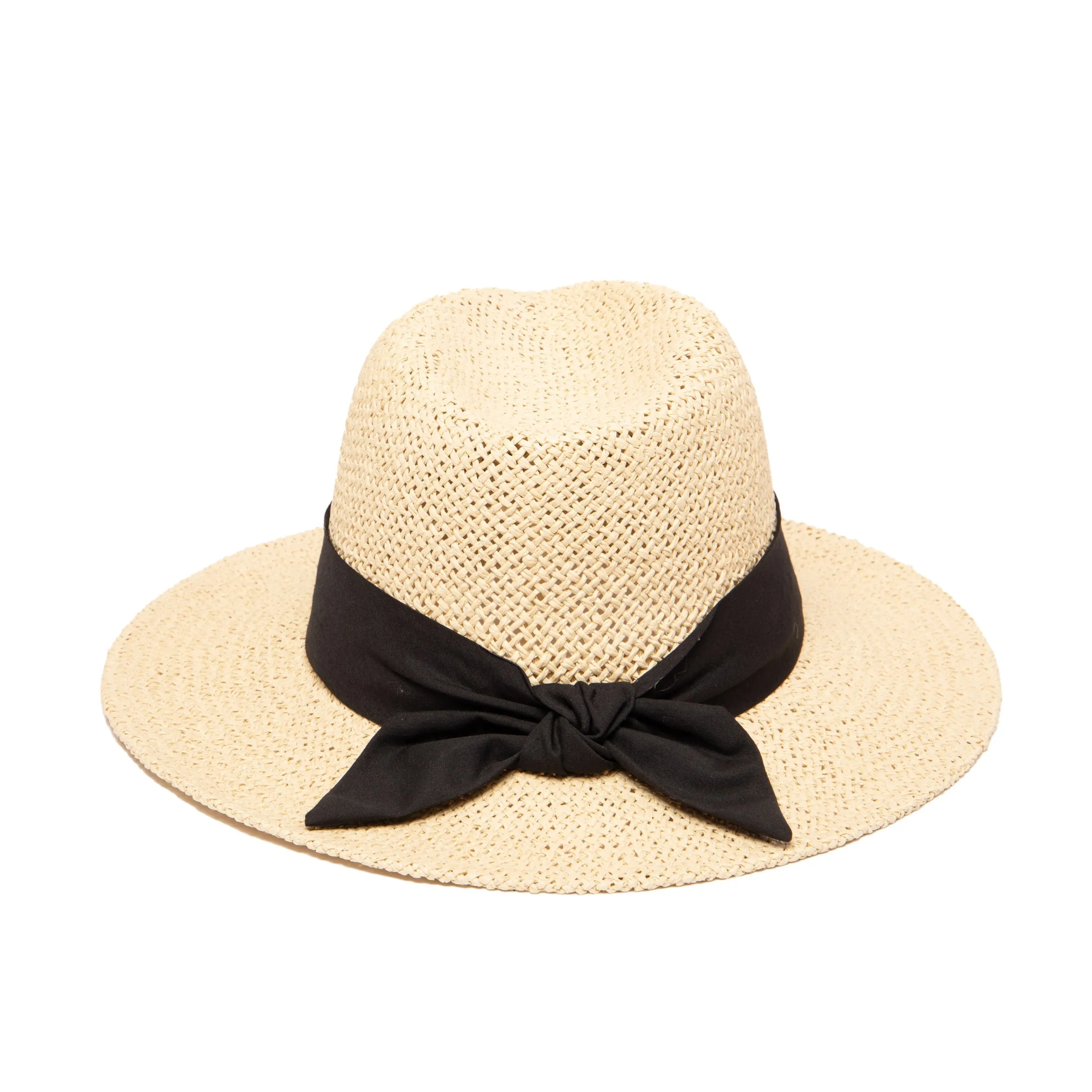 Women's Woven Paper Fedora With Back Knot Band